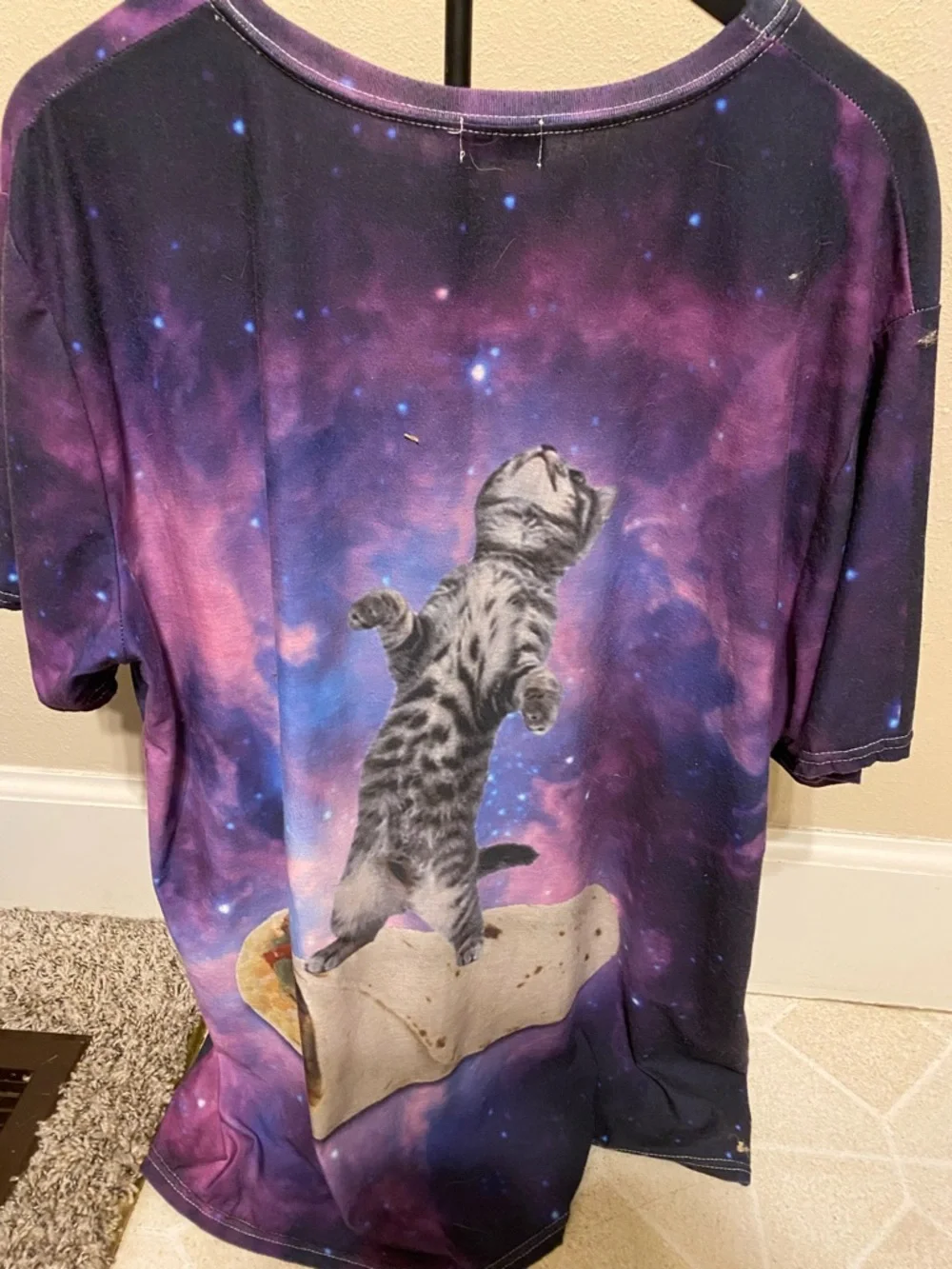 Purple Galaxy Burrito Cat Print Tee